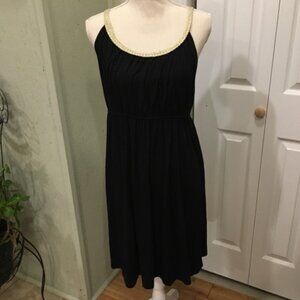 Style & Co Black Dress w/ Gold Braided Cord Trim
